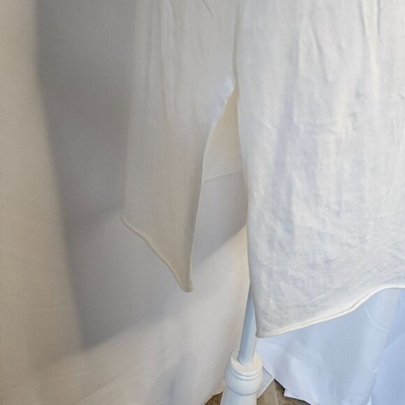Eileen Fisher Size Small Lightweight Cotton T-Shirt Dress White Side Slits - Picture 4 of 8